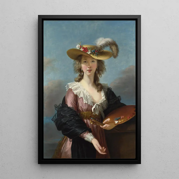 Autorretrato con sombrero de paja - Elisabeth Louise Vigée Le Brun — cuadro enmarcado en la pared