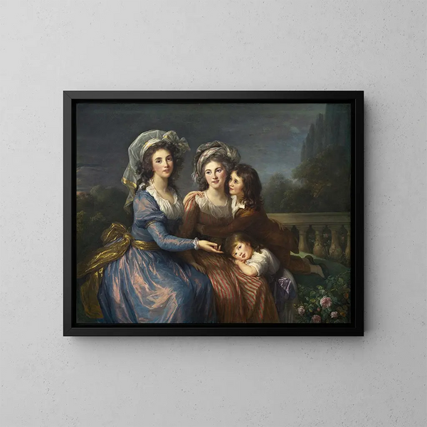 La marquesa de Pezay y la marquesa de Roug con sus hijos Alexis y Adrien - Elisabeth Louise Vigée Le Brun — cuadro enmarcado en la pared