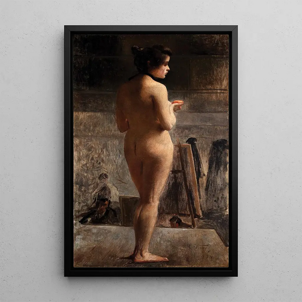 Female nude painting - Eliseu Visconti — framed artwork on a wall