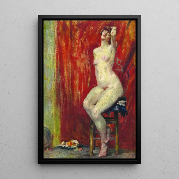 Nu sentado - Eliseu Visconti — cuadro enmarcado en la pared