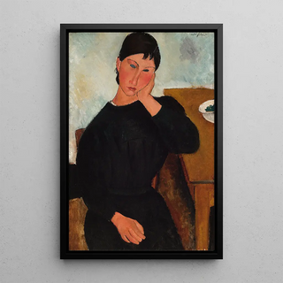 Reproduction tableau | Elvire assise, accoudée à une table - Amedeo Modigliani | Poster - Toile - Aluminium