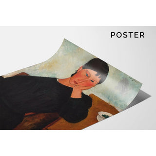 Elvire assise, accoudée à une table - Amedeo Modigliani | Reproduction Tableau Décoration murale affiche copie
