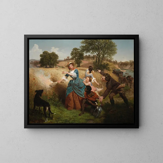 Madame Schuyler brûlant ses champs de blé à l'approche des Britanniques - Emanuel Gottlieb Leutze — cuadro enmarcado en la pared