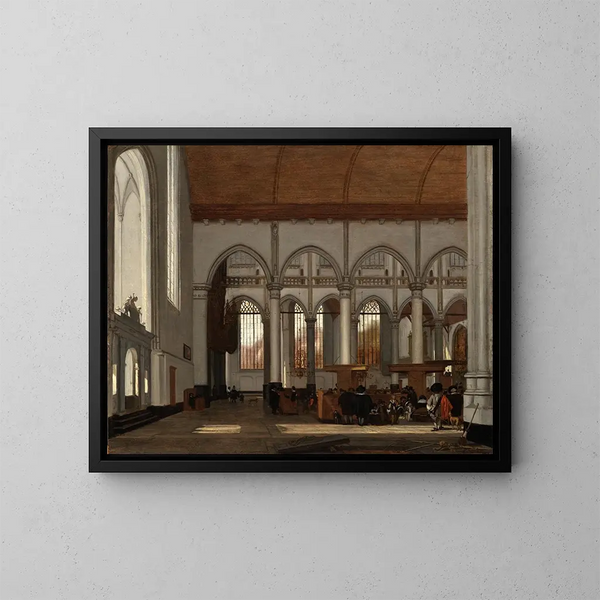 Interior de la Oude Kerk de Ámsterdam - Emanuel de Witte — cuadro enmarcado en la pared