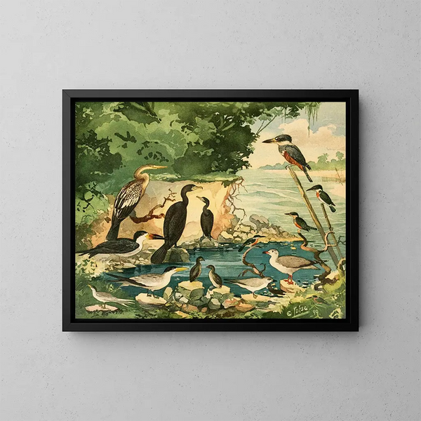 Carar Mergulhes Gaivotas Trintaris Arirambas - Emil August Göldi — cuadro enmarcado en la pared