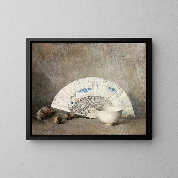 L'Éventail - Emil Carlsen — cuadro enmarcado en la pared