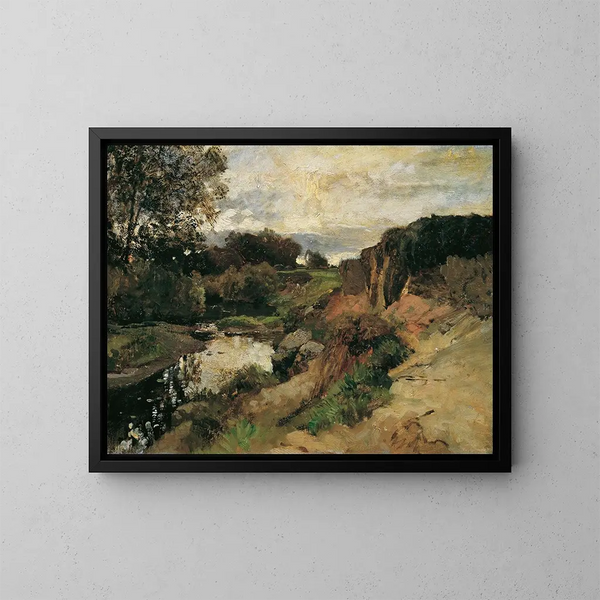 Au Tullnbach cerca de Plankenberg - Emil Jakob Schindler — cuadro enmarcado en la pared