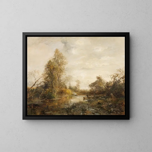Caza de patos en el Prater - Emil Jakob Schindler — cuadro enmarcado en la pared