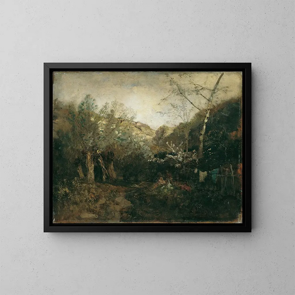 Parte cerca de Haslau en el Danubio - Emil Jakob Schindler — cuadro enmarcado en la pared