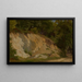 Path in the forest with rocky wall - Emil Lugo — framed artwork on a wall