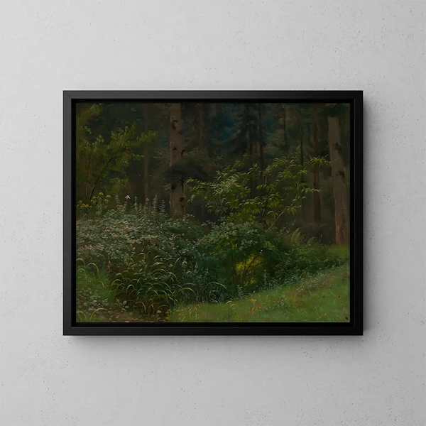 Prairie forest landscape with perennial plants and bushes - Emil Lugo — framed artwork on a wall
