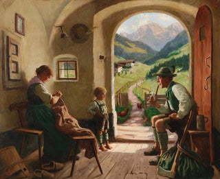 Escena familiar idílica - Emil Rau — vista de la obra