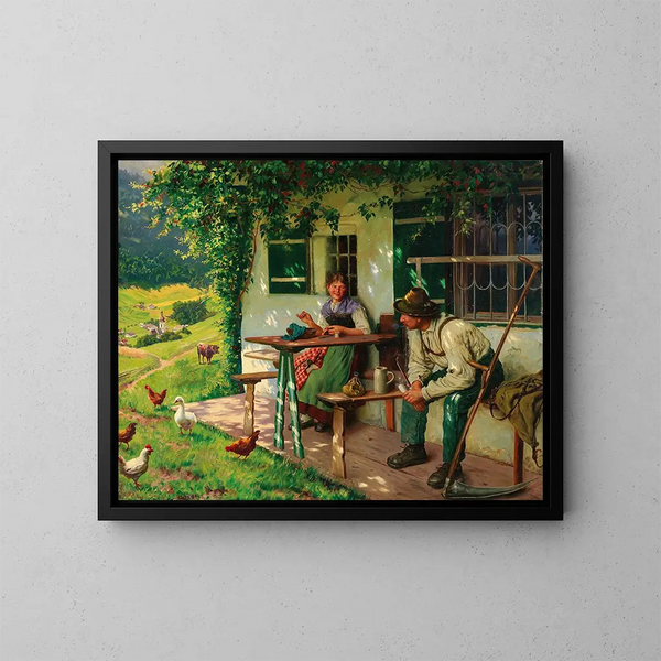Joven pareja de agricultores en Alta Baviera - Emil Rau — cuadro enmarcado en la pared