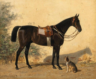 Emil Volkers - A Black Horse with a Dog.webp