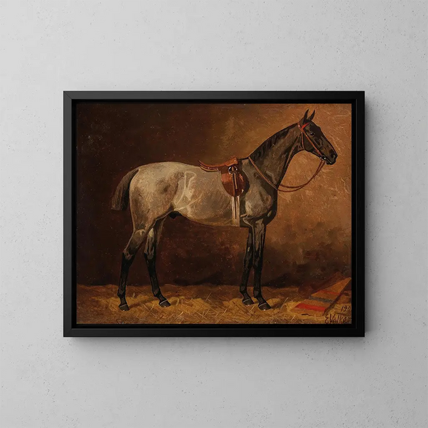 Caballo gris en el establo - Emil Volkers — cuadro enmarcado en la pared