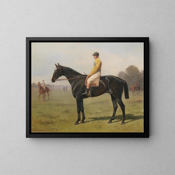 Caballo con jockey - Emil Volkers — cuadro enmarcado en la pared