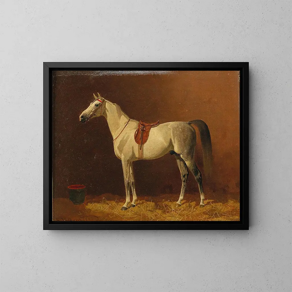 Caballo en establo - Emil Volkers — cuadro enmarcado en la pared