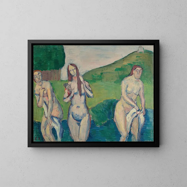 Baigneuses - Émile Bernard — cuadro enmarcado en la pared