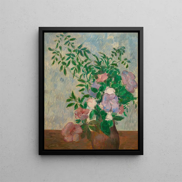 Naturaleza muerta con jarrón de flores - Émile Bernard — cuadro enmarcado en la pared