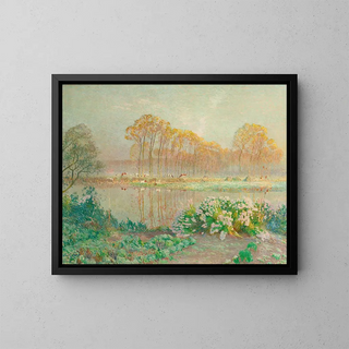 Emile Claus - Landscape with pond and blooms.webp