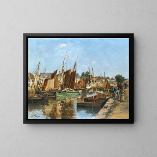 Bateaux au port - Émile Louis Vernier — cuadro enmarcado en la pared