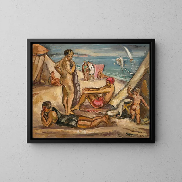 Scene animated: Bathers with kite - Émile Othon Friesz — framed artwork on a wall