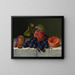 Peach, grape, and nut still life painting on a table - Emilie Preyer — framed artwork on a wall