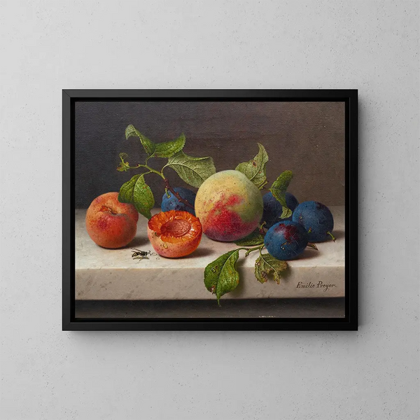 Naturaleza muerta con frutas - Emilie Preyer — cuadro enmarcado en la pared