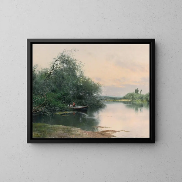a peaceful afternoon on the river - Emilio Sánchez Perrier — framed artwork on a wall