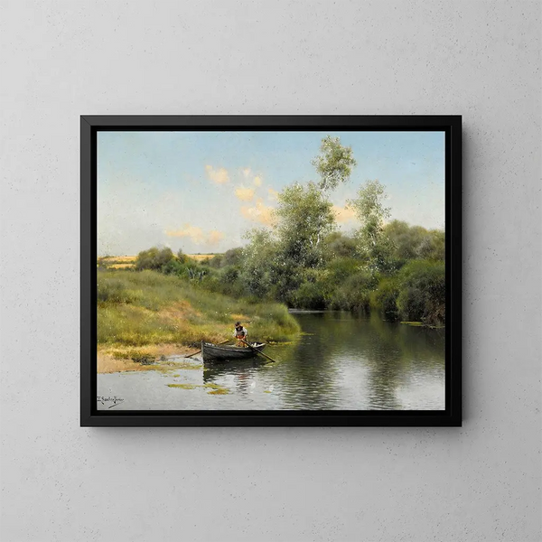 A summer day by the river - Emilio Sánchez Perrier — framed artwork on a wall