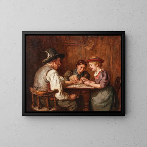Jugadoras de cartas - Emma Müller von Seehof — cuadro enmarcado en la pared