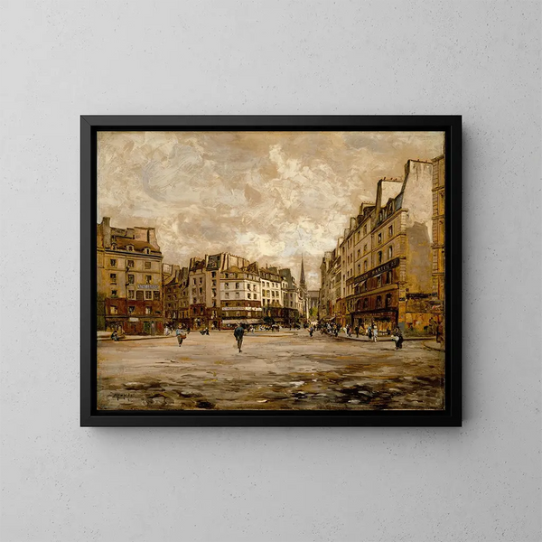La place Maubert - Emmanuel Lansyer — framed artwork on a wall