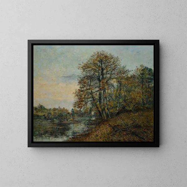 El borde del lago en otoño - Emmanuel de La Villon — cuadro enmarcado en la pared