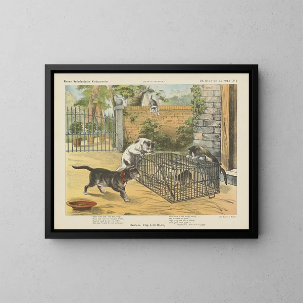 La ratón y el gato - Emrik Binger — cuadro enmarcado en la pared