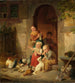 Niños de campesinos alimentando a las gallinas - Heinrich von Rustige — vista de la obra
