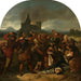 Episode of the German Peasants' War: Count Helfenstein in front of his burning castle mocked by peasants - Hermann Eichler — displayed in an interior