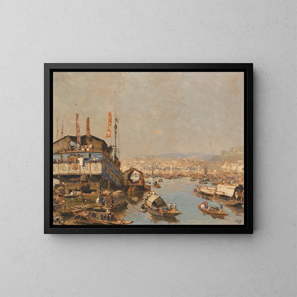 Puerto de Singapur - Erich Kips — cuadro enmarcado en la pared