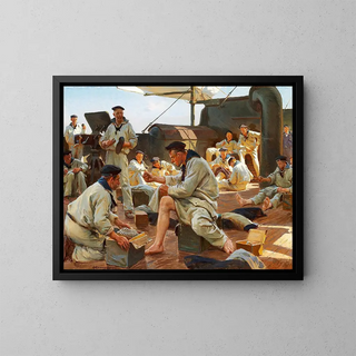 Un día de fiesta a bordo - Erik Henningsen — cuadro enmarcado en la pared