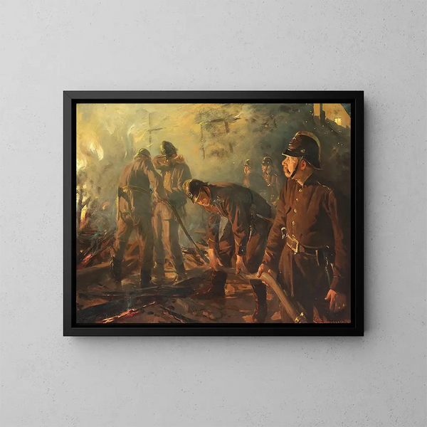 Lutte contre le feu - Erik Henningsen — framed artwork on a wall