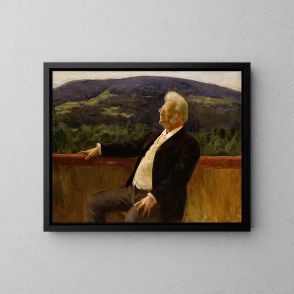 Retrato del poeta Bjørnstjerne Bjørnson - Erik Werenskiold — cuadro enmarcado en la pared