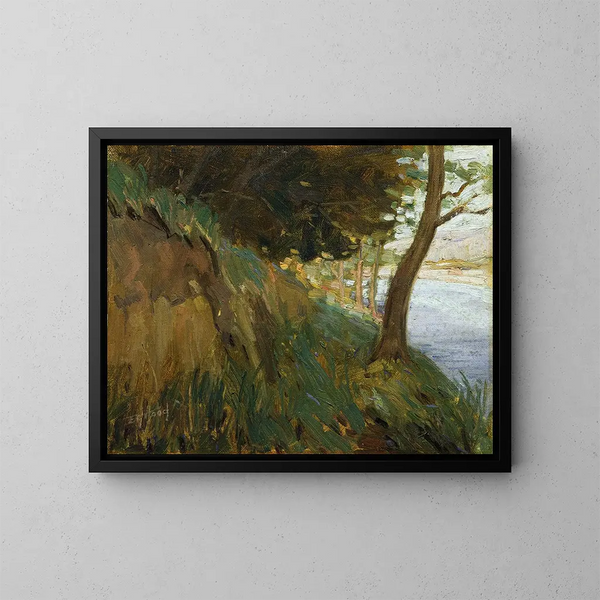 Vista de la río Hutt occidental - Ernest George Hood — cuadro enmarcado en la pared