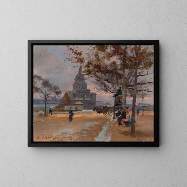 The Dome of the Invalides seen from Avenue de Ségur - Ernest Jules Renoux — framed artwork on a wall
