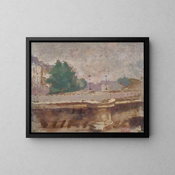 Paris, the Pont-Neuf - Ernest Jules Renoux — framed artwork on a wall