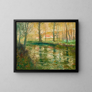 Tejados rojos - Ernest Lawson — cuadro enmarcado en la pared