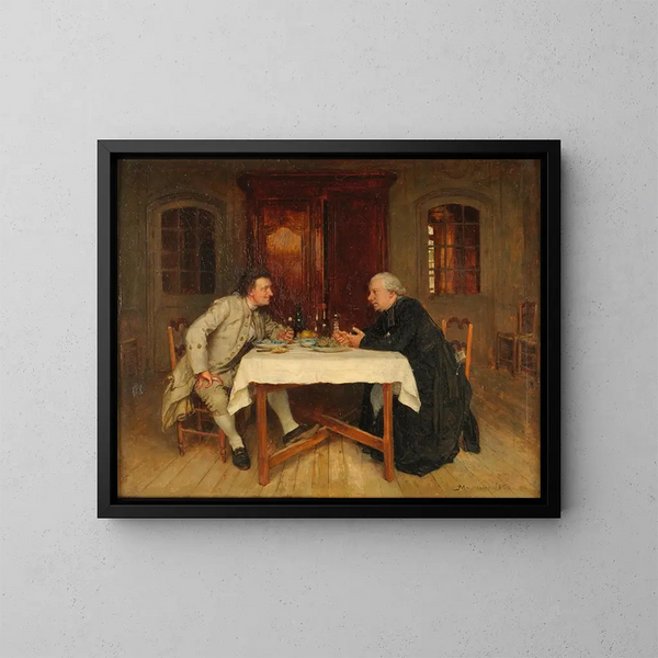 El vino del cura - Ernest Meissonier — cuadro enmarcado en la pared