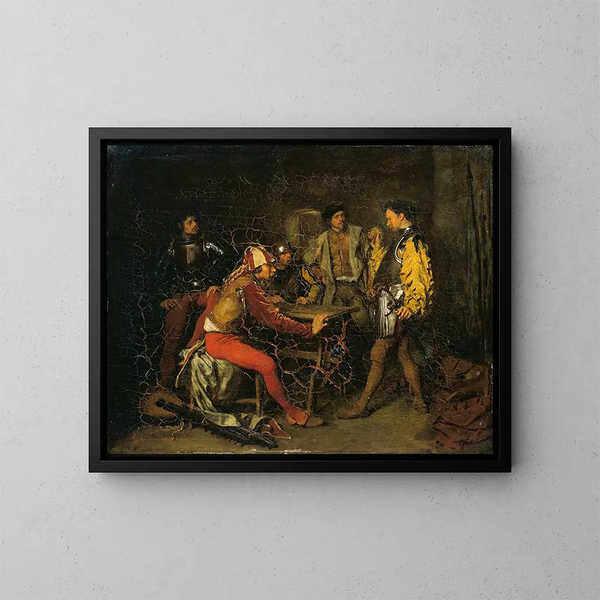 La sala de guardia - Ernest Meissonier — cuadro enmarcado en la pared