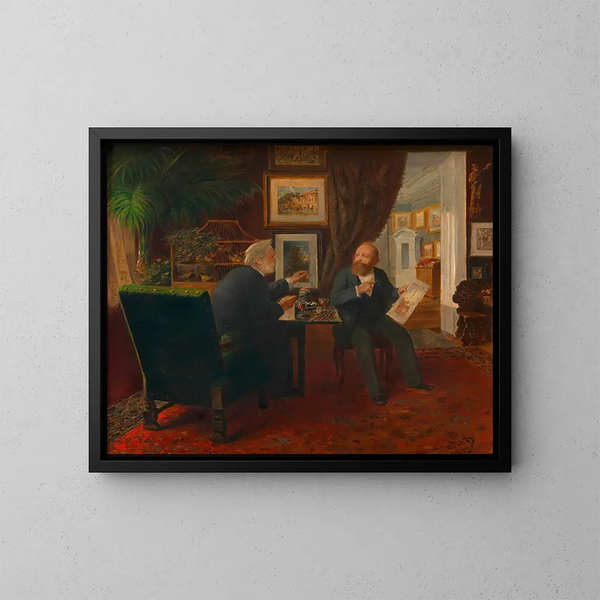 Ludwig Anzengruber en visita a Rudolf von Alt - Ernst Juch — cuadro enmarcado en la pared