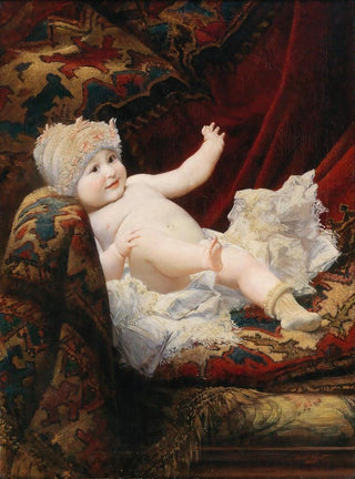 Ernst Klimt - Portrait of a baby with lace bonnet.webp