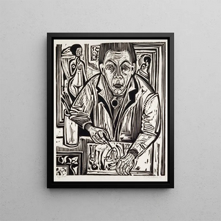 Ernst Ludwig Kirchner - Selbstbildnis holzschneidend.webp