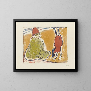 Escena de playa - Ernst Ludwig Kirchner — cuadro enmarcado en la pared